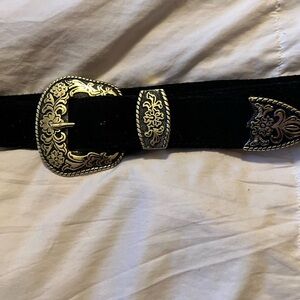 Free People Black Belt with Silver Accents
